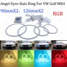 4pcs RGB Colorful LED SMD Angel Eyes Halo Rings Lights For VW Golf Mk4 1997-2003