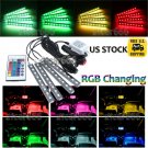 4pcs Car Under Dash Stepwell Light Remote Control RGB Full Color Glow 36LED