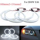 4x 105mm+131mm White 6500K Halo Ring Cotton Light SMD LED Angel Eyes For BMW E46