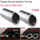 2x 73mm For VW CC 2008-2013 Chrome Stainless Steel Exhaust Tail Muffler Tip Pipe