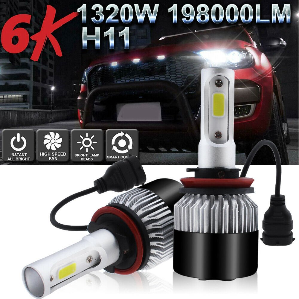 H11 Low Beam 1320W LED Headlight Bulb for Toyota Camry 07-18 Sienna Tacoma Prius