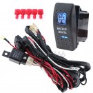 12-24V Car RV LED Backup Light Rocker On/Off Switch Relay Wiring Harness Kit