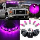 5x Cab Marker Light Smoke Cover + Base Pink 5050 LED Bulb for 99-16 Ford 150-550