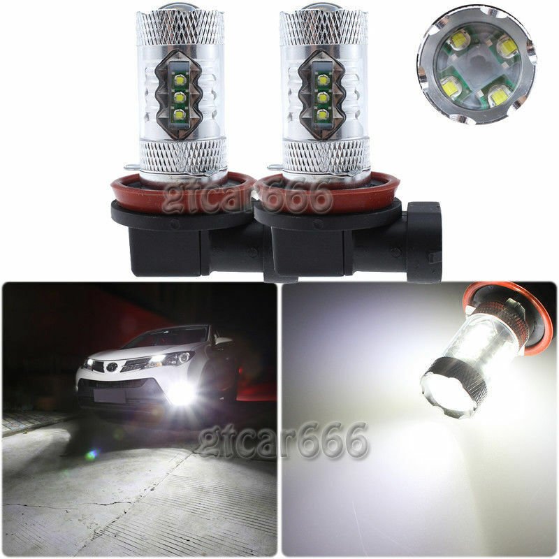 2pcs H11 High Power LED White 80W Fog Light Daytime Bulb For VW AUDI Error Free