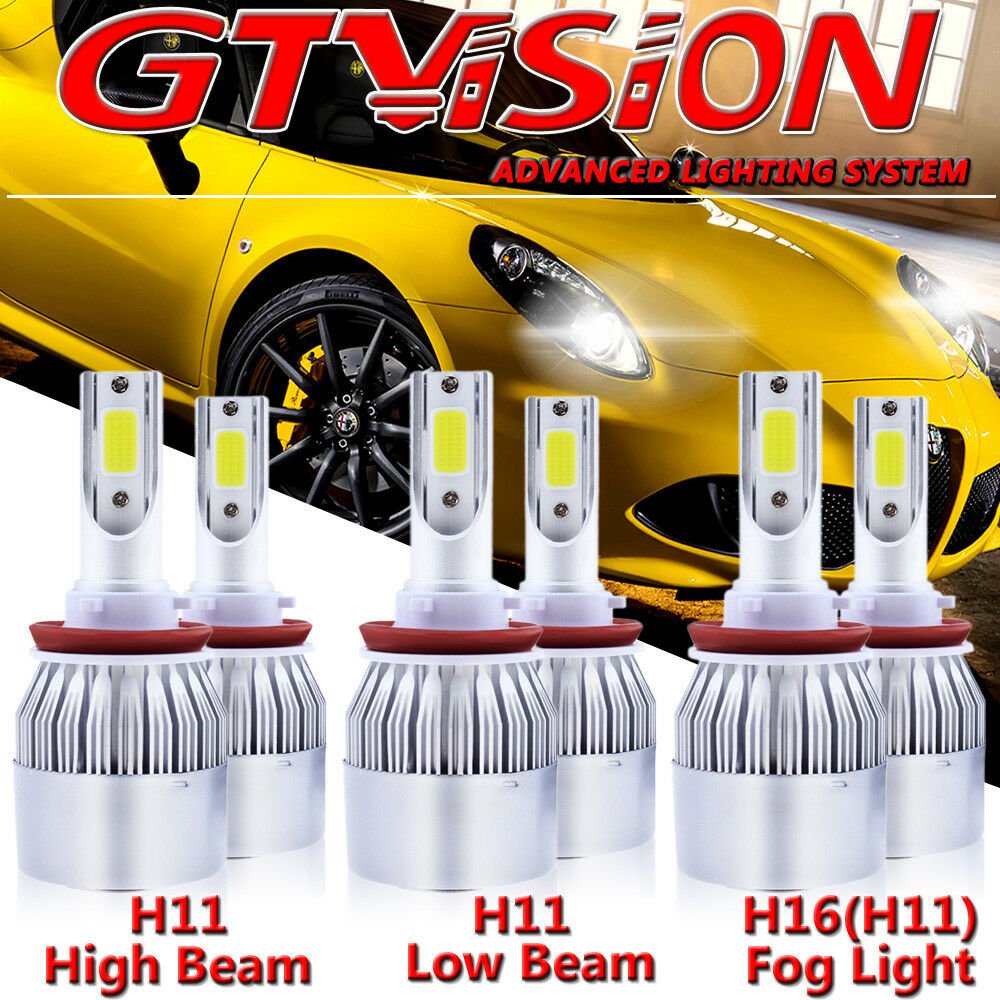 3 Pair H11 H8 H9 Combo LED Headlight Fog Light for 2016-2017 Toyota Tacoma 6000K