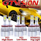 3 Pair H11 H8 H9 Combo LED Headlight Fog Light for 2016-2017 Toyota Tacoma 6000K