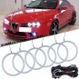 6x 85mm 90mm 95mm White LED Cotton Angel Eyes Halo Ring For Alfa Romeo 159 05-11
