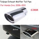 1Pcs For Honda Civic 06-11 Chrome Stainless Steel Exhaust Tail Muffler Tip Pipe