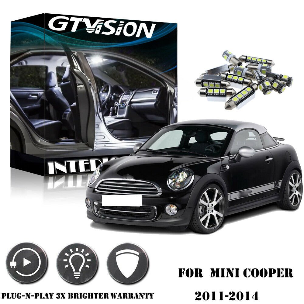 13x White LED Lights Interior Package Kit For 2011-2014 MINI Cooper S Countryman