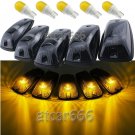 For Chevy GMC 88-02 Roof Cab Marker Light Smoke Lens + Amber LED Bulbs 5pcs Set