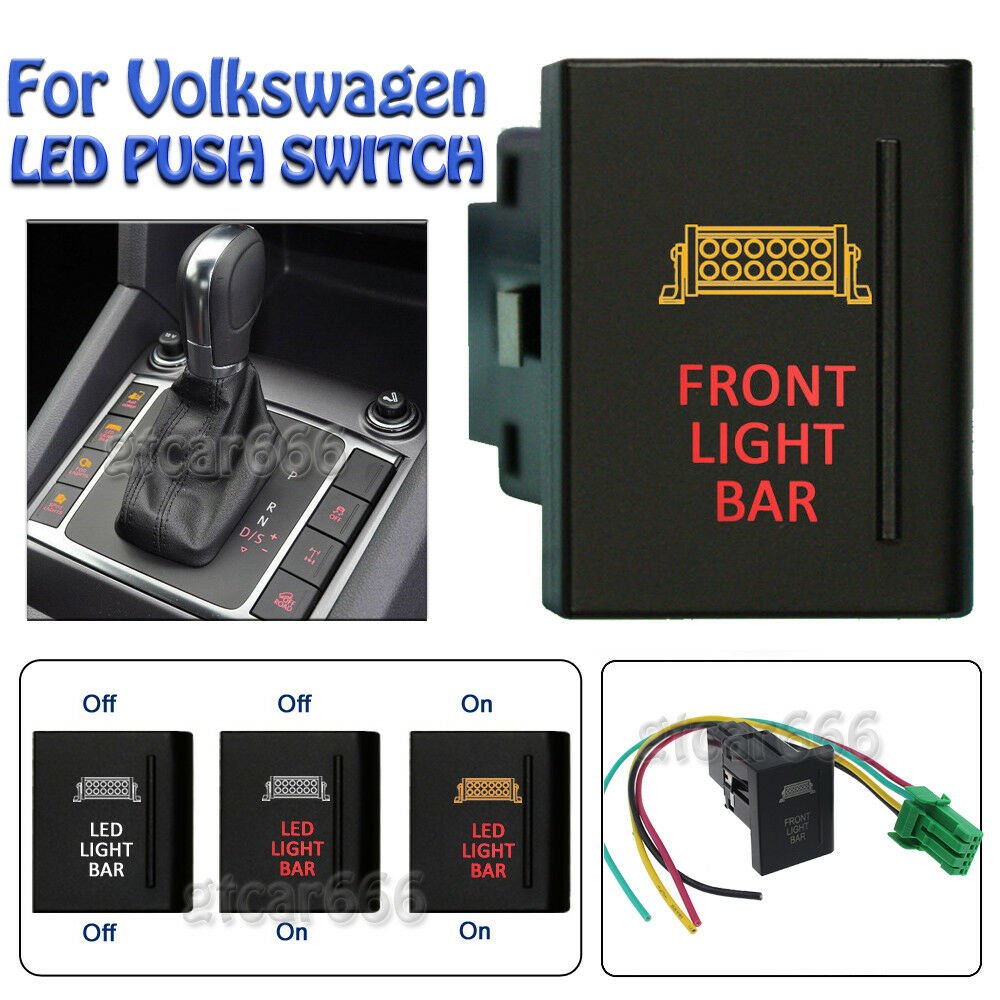 12V Amber + Red LED Push Switch FRONT LIGHT BAR For Volkswagen Amarok Right Side