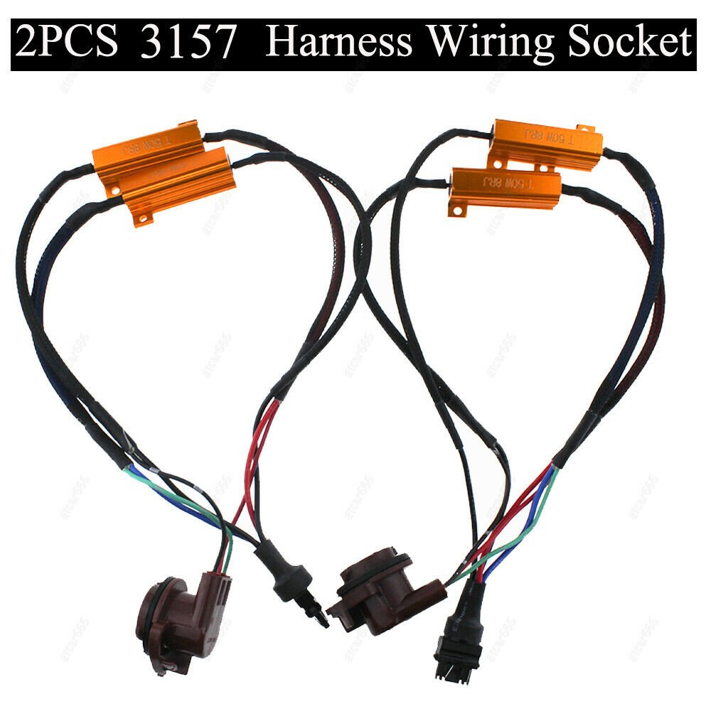 2Pcs 3157 4157 Wire Decoder Load Resistor Fix Hyper Flash LED Turn Signal Light
