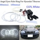 4x White CCFL Angel Eyes Halo Rings DRL For Hyundai Tiburon 2003-2006 Headlight