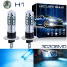 2x 15SMD H1 LED Fog Light Bulbs Car Driving Lamp Replacement 8000K Ice Blue DRL
