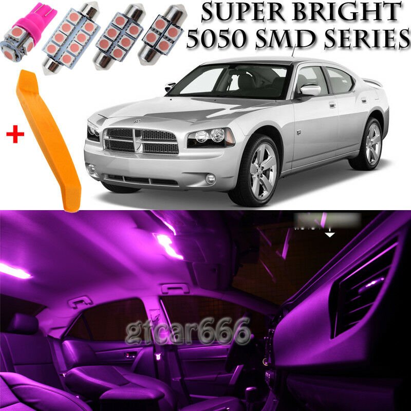 16 x Ultra PINK Interior LED Lights Kit + TOOL For 2006 - 2010 Dodge Charger