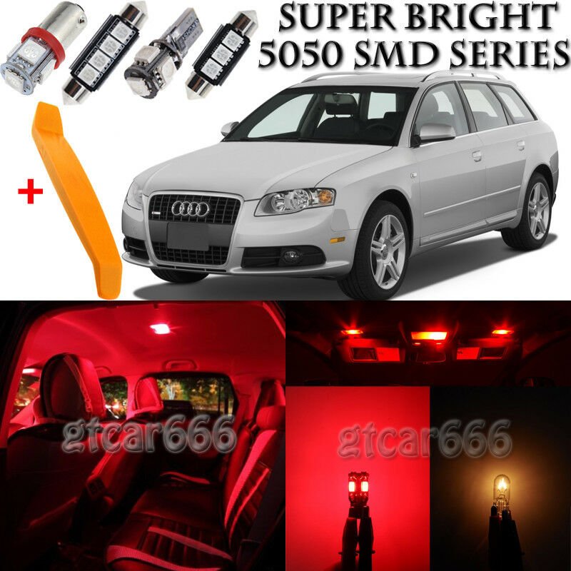23 x Ultra Red Interior LED Lights Kit + TOOL For 2002 - 2008 Audi A4 S4 B6 B7