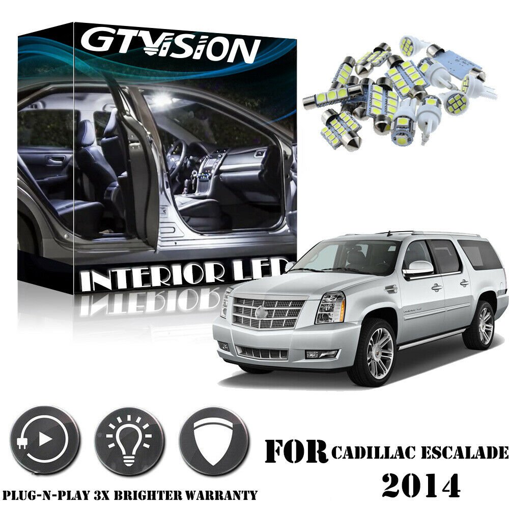 18x Bright White LED Interior Lights Package Kit For Cadillac Escalade ESV 2014