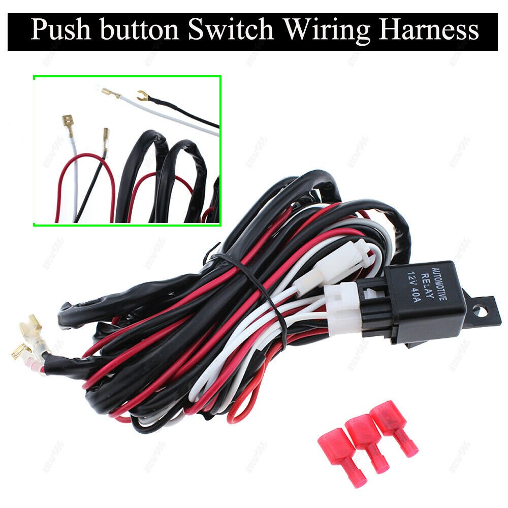 LED Car Fog Spot Switch Relay Three Plugs Wiring Harness Kit W/Driving Light Bar