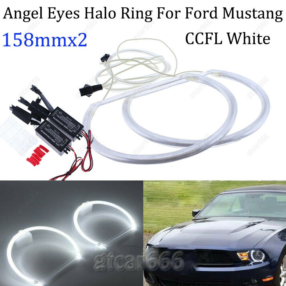 2x158mm CCFL White LED Angel Eyes Halo Rings For 2005-2012 Ford Mustang Headligh