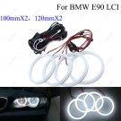 4x White Cotton Halo Ring For BMW E90/E91 LCI 3 Series LED Angel Eye 100mm+120mm