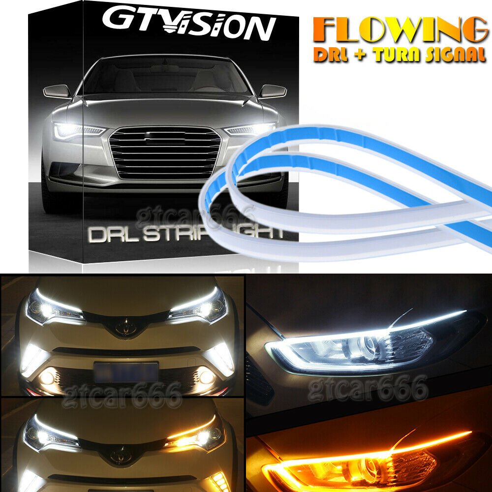 45CM Daul Color Flexible Switchback LED DRL Sequential Knight Rider Strip Light