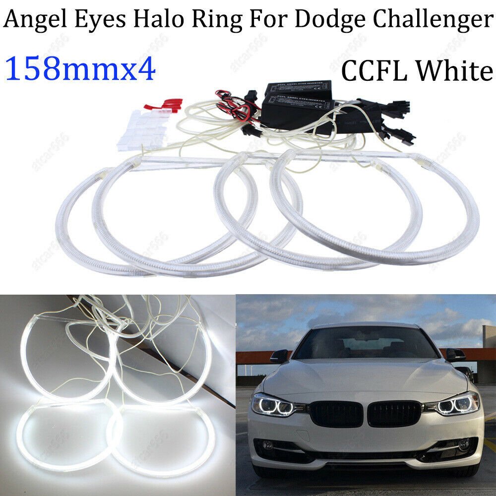 For Dodge Challenger Headlight Light LED Angel Eye Halo Ring Demon KIT RED CCFL