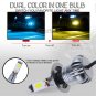 H7 LED Fog Driving Light Bulb 3K Yellow + 8K Ice Blue Dual Color w/ Strobe Mode