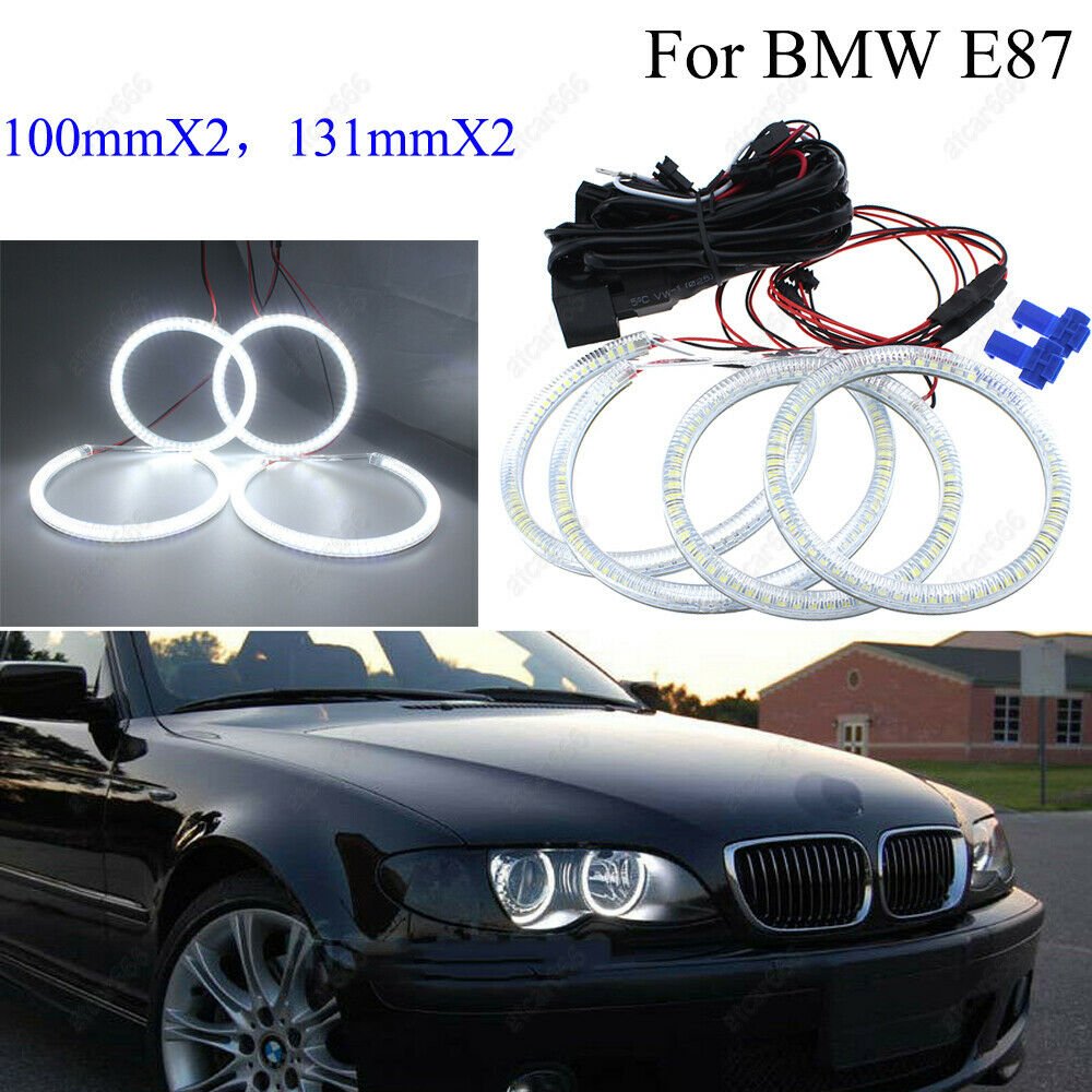 4x For BMW 1 Series E87 Compact SMD Angel Eyes Halo Rings 100mmx2+131mmx2 White