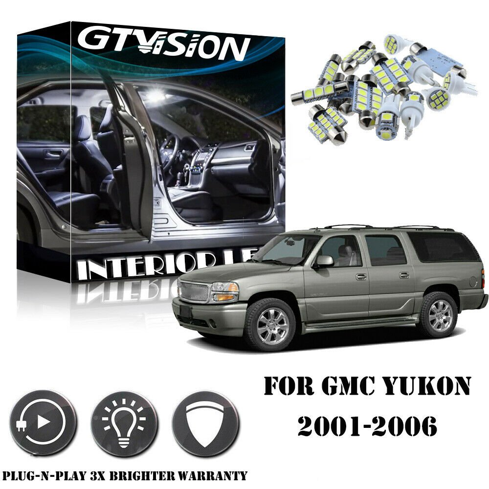 18PCS LED Light Interior Package Kit Super WHITE For GMC Yukon XL 1500 2001-2006