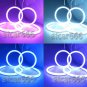 4x 158MM LED Halo Rings Cotton RGB For Dodge Challenger Headlight Angel Eye Kit