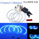 4PCS 131MM+146MM CCFL Angel Eye Rings 8000K Halo Light Lamp Kit For BMW E46 Blue