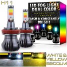 H11 H8 H9 H16 LED Fog Light Bulbs Dual Color Strobe Flash 6K White + 3K Yellow