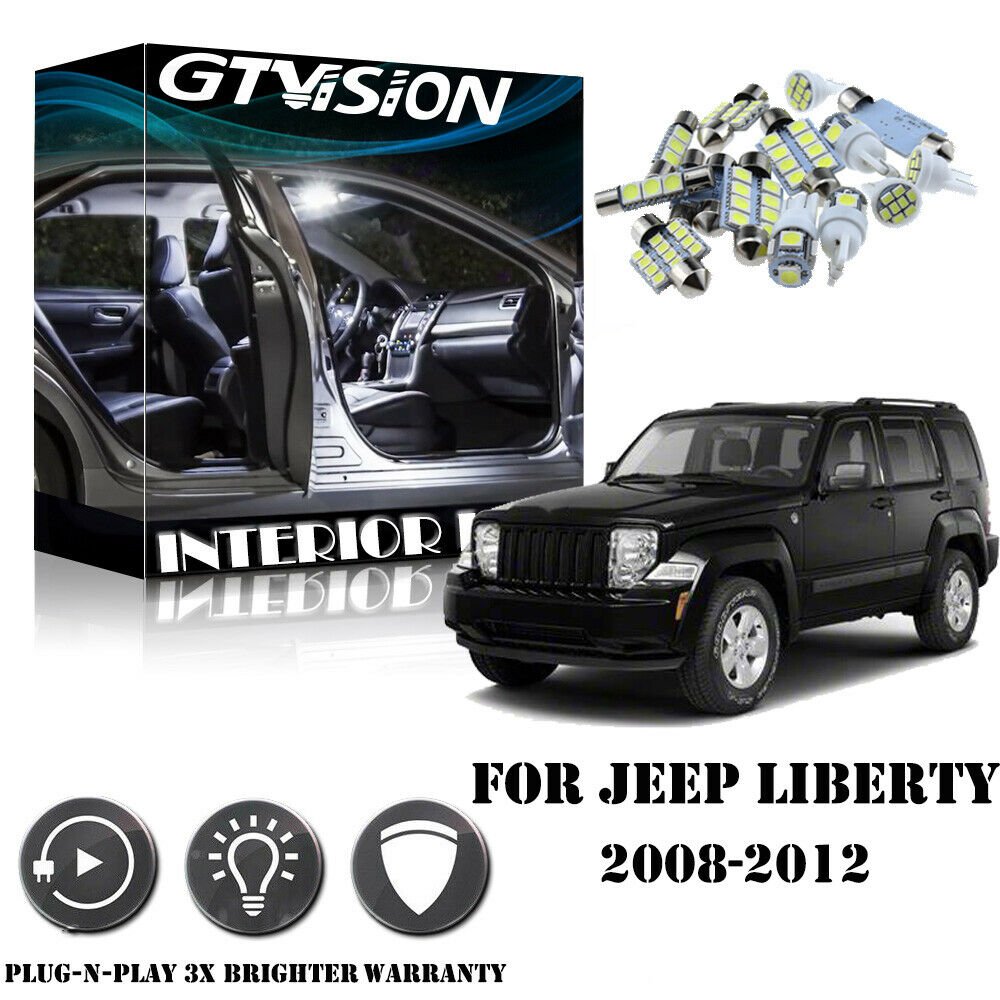 8x Bright White Interior LED Light Package Kit For 2008-2011 2012 Jeep Liberty