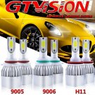 9005 + 9006 + H11 LED Headlight High Low Beam Fog Light Bulb 6000K Diamond White