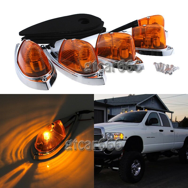 5x Teardrop Amber Yellow Cab Roof Top Marker Lights Universal for Kenworth Truck