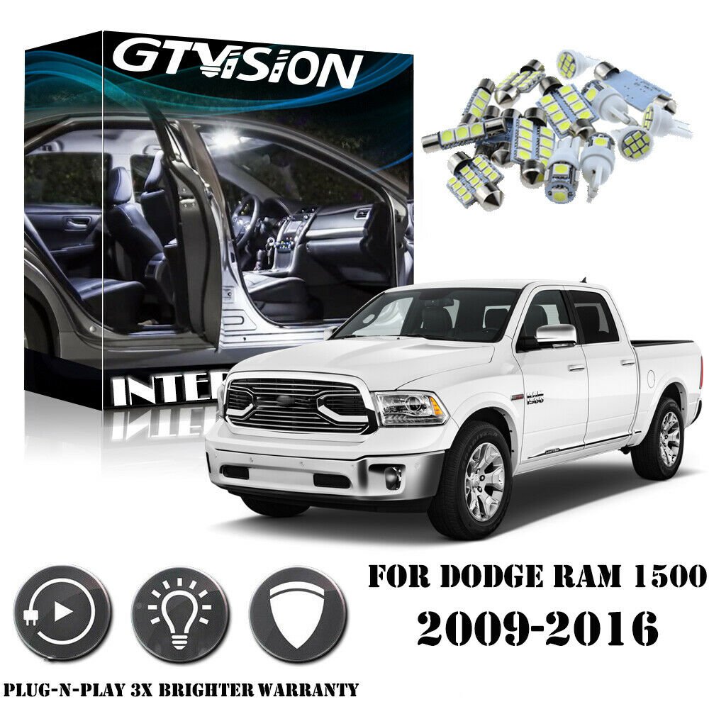 White LED Interior Light Package Kit For Dodge Ram 1500 2500 3500 2009-2016