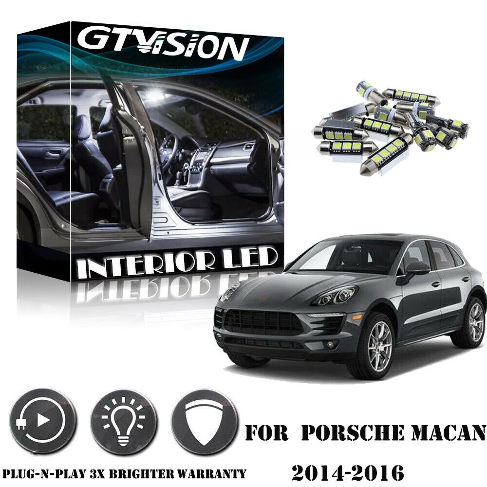 18x Super Bright White LED Lights Interior Package Kit For Porsche Macan 14-16