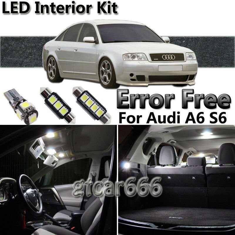 White LED Interior Light Package Kit For Audi A6 S6 C5 1998-2004 Error Free 25pc
