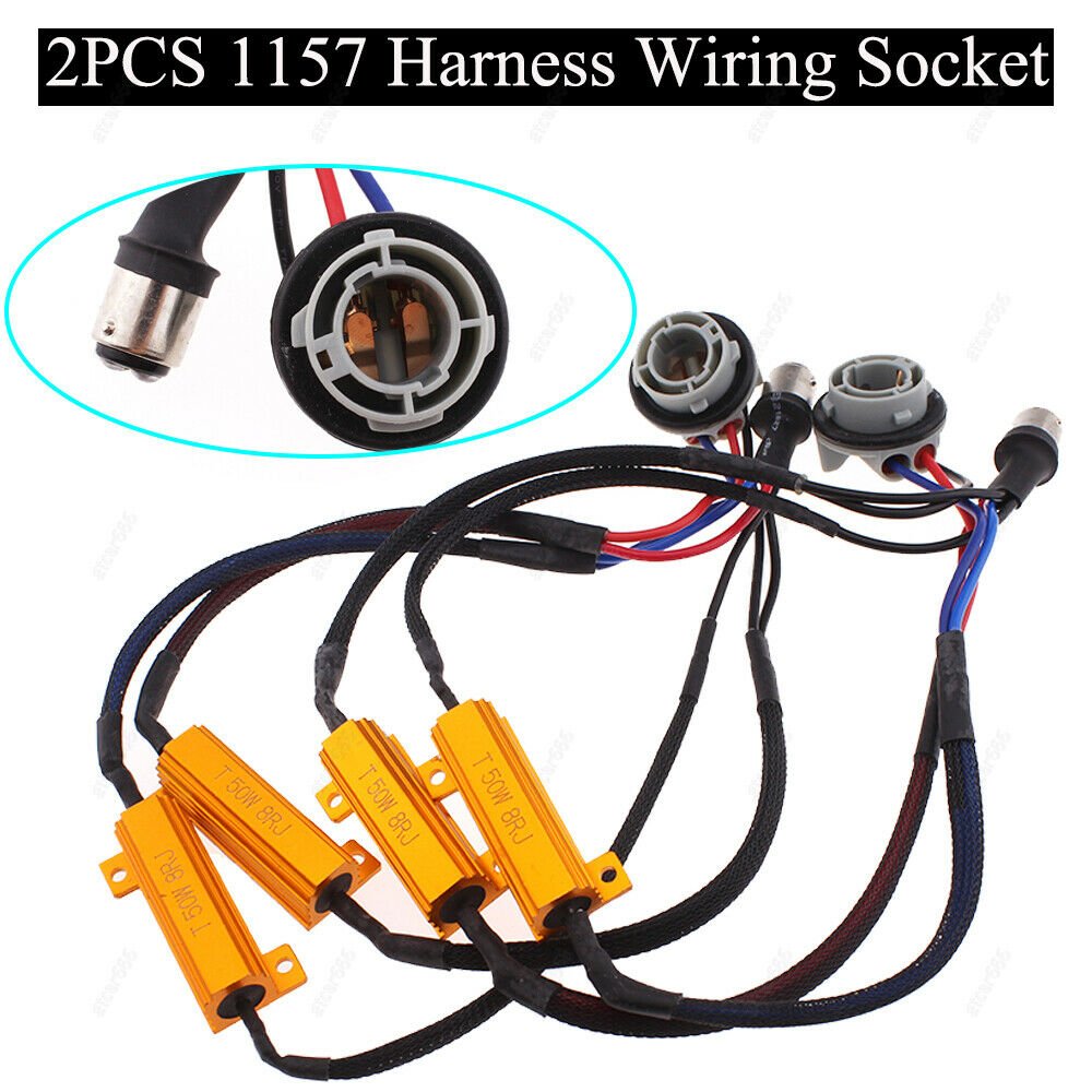 2x 1157 Decoder Turn Light Brake Socket Load Resistor Wire Harness Plug LED Bulb
