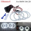 4Pcs 106mm LED SMD Angel Eyes Halo Rings Light Kit For BMW E46 3 Series 2D White