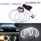 4x Bright White Headlight SMD Angel Eye Halo Ring For BMW E53 X5 127mmX2，159mmX2