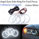 For Ford Focus MK II 04-08 Cotton White LED Angel Eye Halo Rings Kit 110mm+131mm