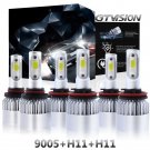 6PCS LED Headlight Bulbs High Beam 9005 + Low Beams H11 + Fog Light H11 6000K