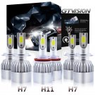 For Volkswagen Jetta 15-17 Combo Kit H7 + H7+ H11 3900W LED Headlight Hi/Low Fog