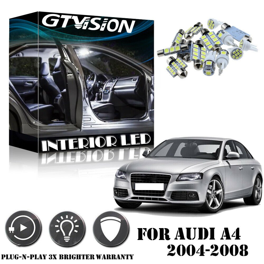 22Pcs White LED Interior Lights Package Kit For Audi Avant A4 S4 B6 B7 2004-2008