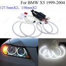 4x 127.5mmx2+158mmx2 LED Angel Eyes Halo Rings Light White For BMW E53 X5 99-04