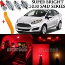 11 x Ultra Red Interior LED Lights Kit + TOOL For 2011 - 2015 Ford Fiesta