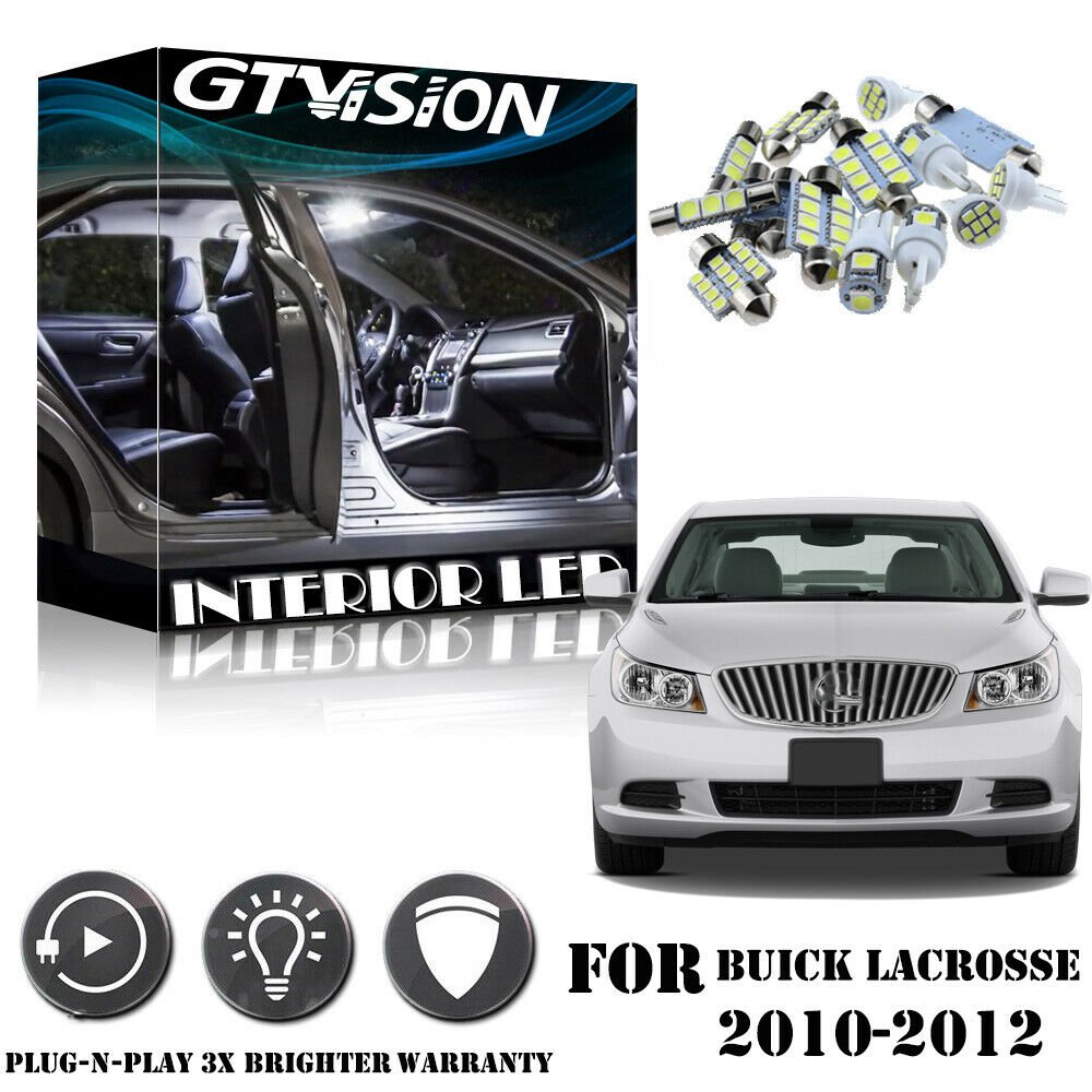 22Pcs Bright White LED Interior Lights Package Kit For Buick Lacrosse 2010-2012