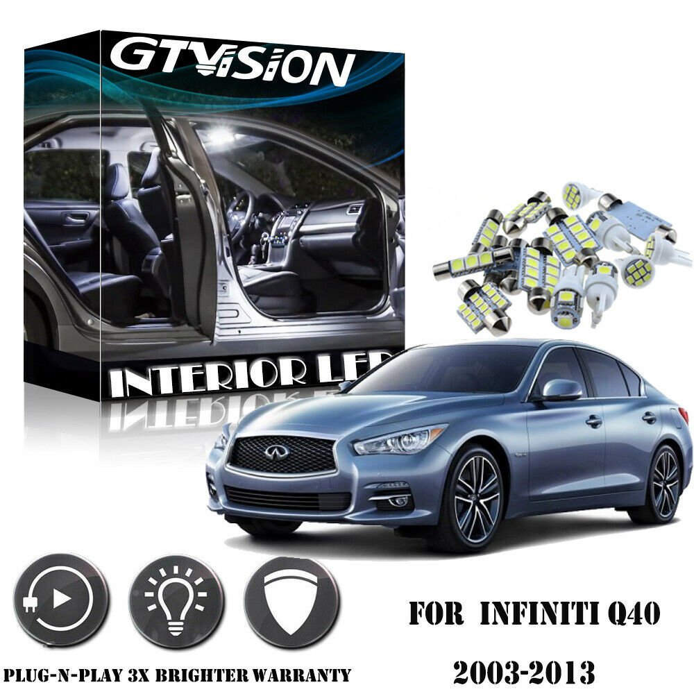 21X LED Package - Interior + License + Vanity + Reverse for Infiniti G35 G37 Q40