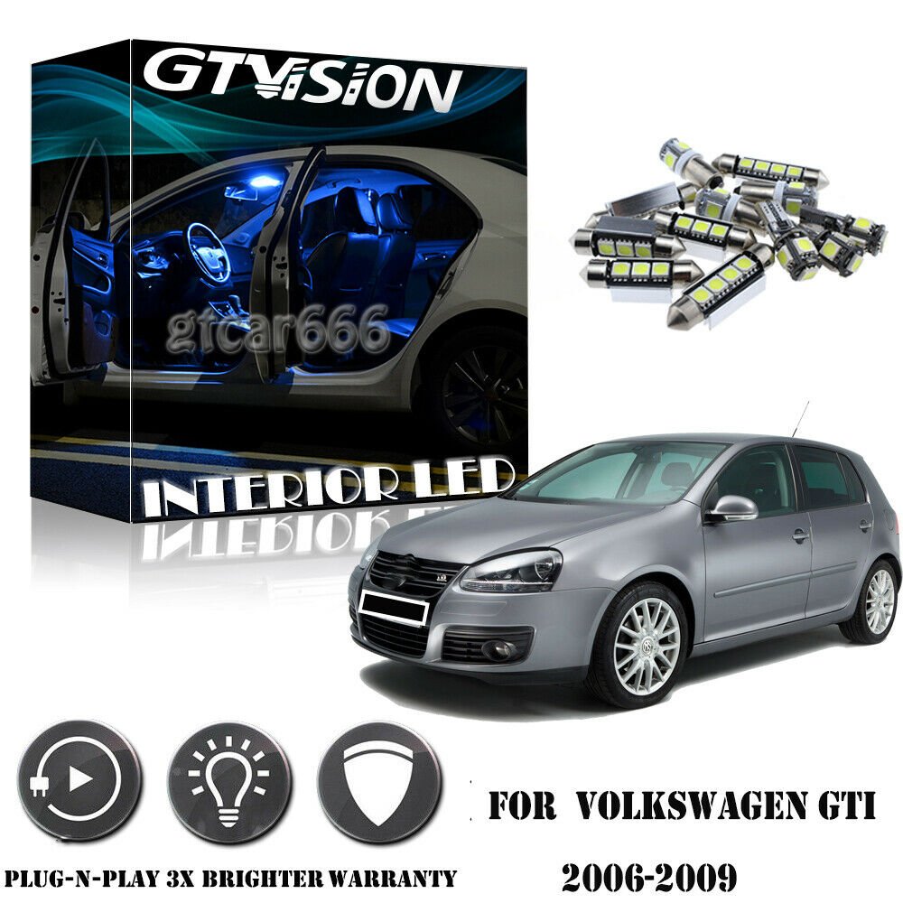12x LED Interior Light kit Error Free For Volkswagen MK5 GTI GOLF RABBIT 2006-09